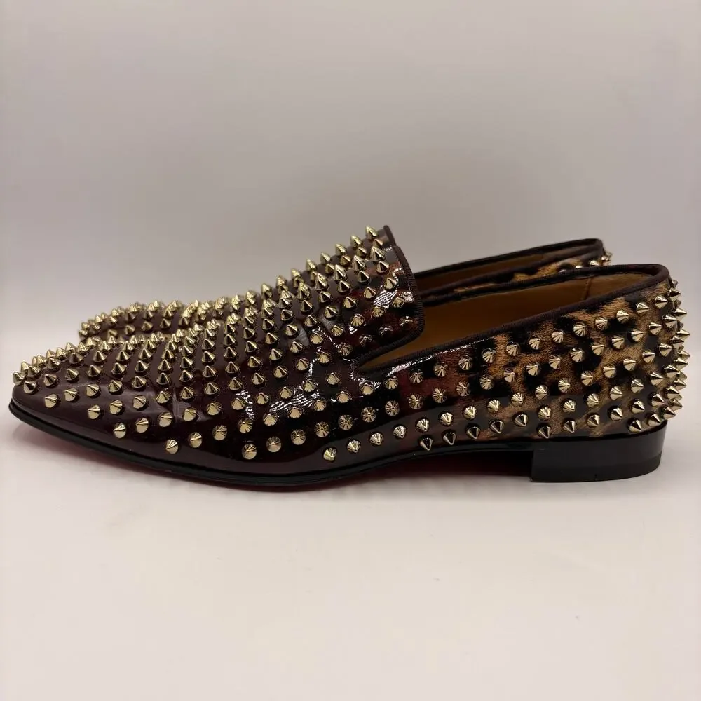 CHRISTIAN LOUBOUTIN Dandelion Spike Loafers Leopard Bronze Degrade Sz 43.5 $1395